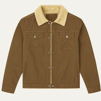 Men's Shearling Lined Jacket Warm Winter Sherpa Collar - Fashinoza