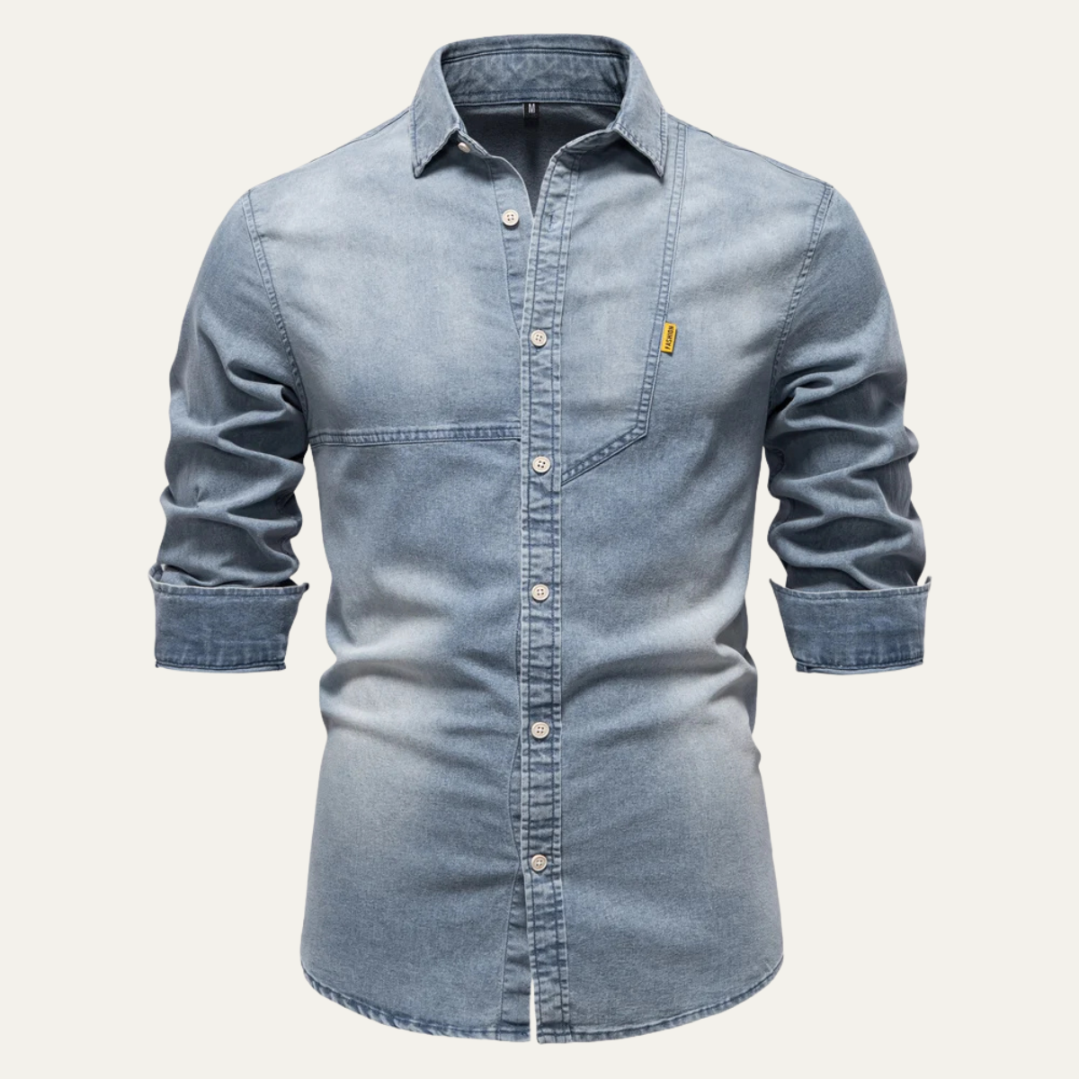 Mens Slim Fit Denim Shirt Cowboy Style Blue - Fashinoza