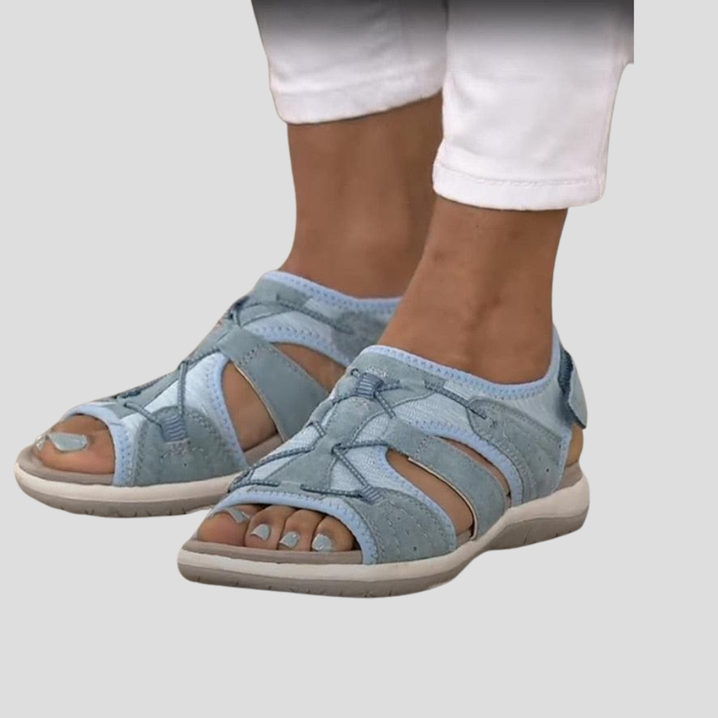 Women's Strappy Sandals Leather Brown - Fashinoza