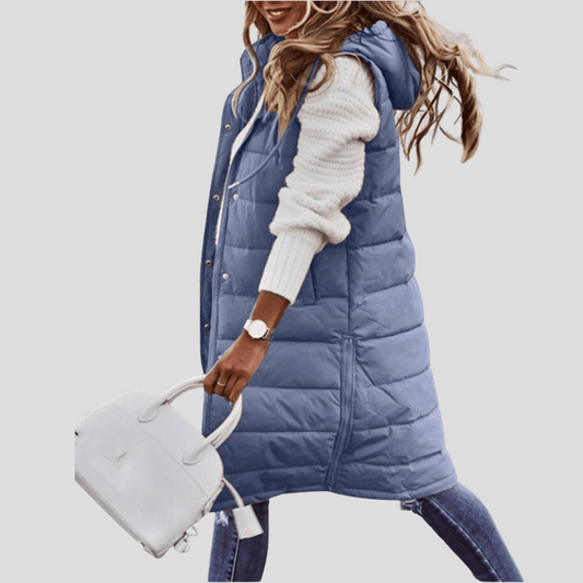 Women's Long Hooded Body Warmer - Fashinoza