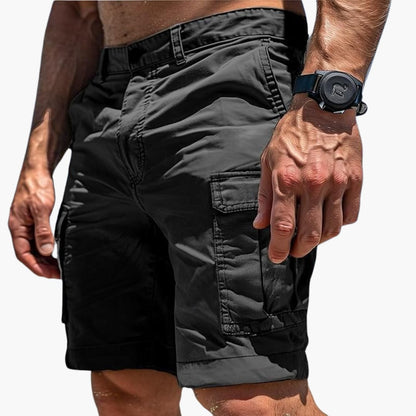 Men's Cargo Shorts Elastic Waist Flap Pockets Khaki - Fashinoza