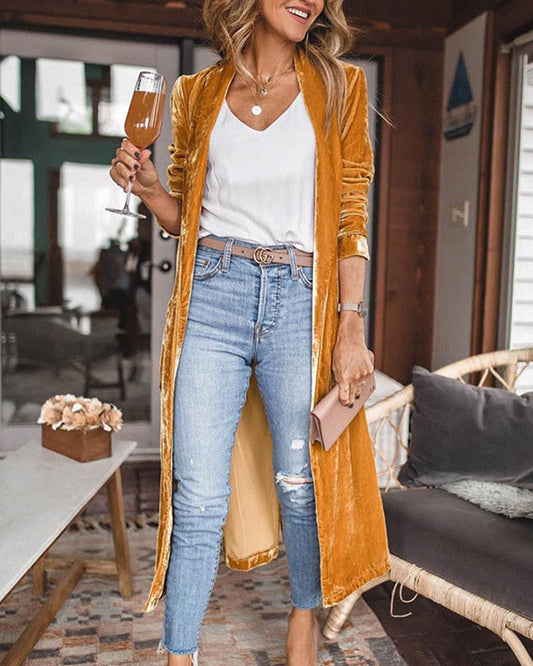 Women's Long Cardigan Lightweight Duster Coat - Fashinoza