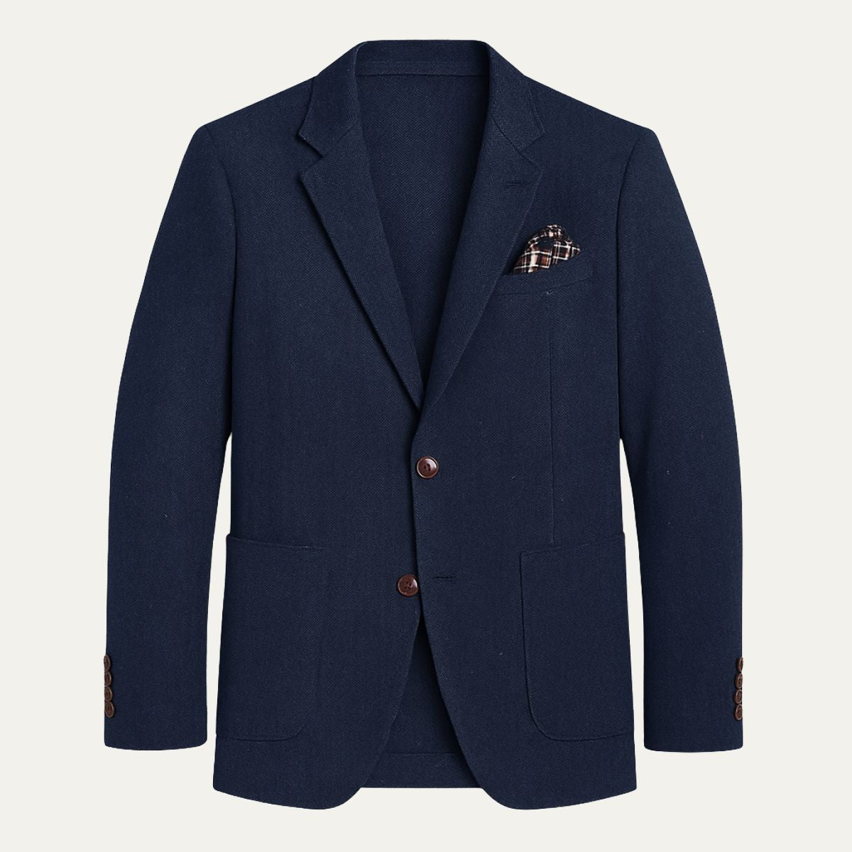 Men's Wool Tweed Blazer Jacket Herringbone Pattern - Fashinoza