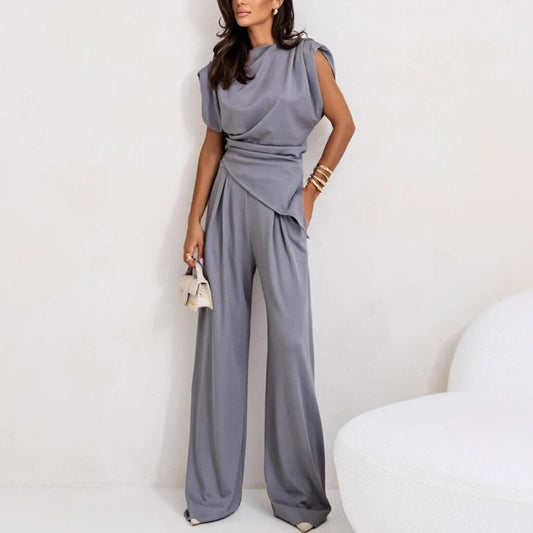 Women's Relaxed Fit And Palazzo Pants Set - 
Fashinoza