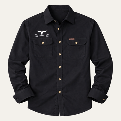 Men's Western Cowboy Print Shirt Casual Cotton - Fashinoza