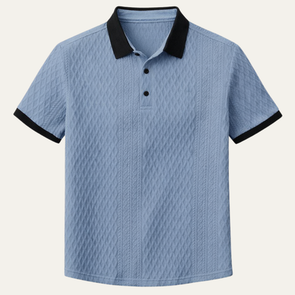 Men's Classic Polo Shirt Textured Contrast Collar - Fashinoza