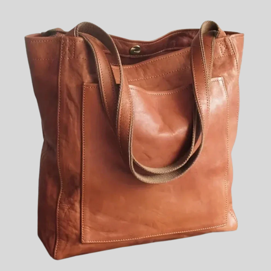 Women Leather Shoulder Bag Modern Design - Fashinoza