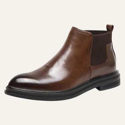 Men's Chelsea Leather Ankle Boots Black - Fashinoza