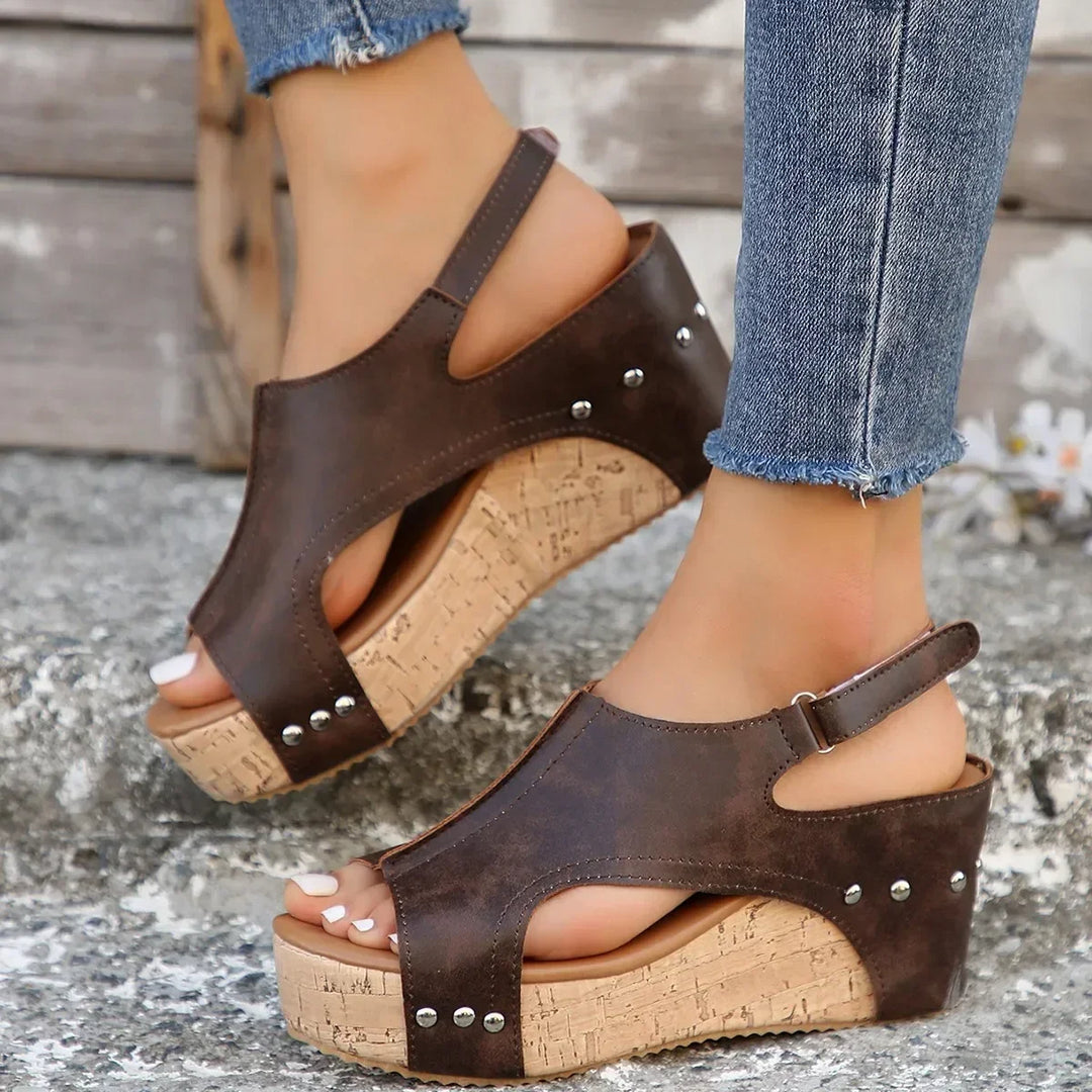 Women's Wedge Sandals Peep-Toe Comfortable Heel