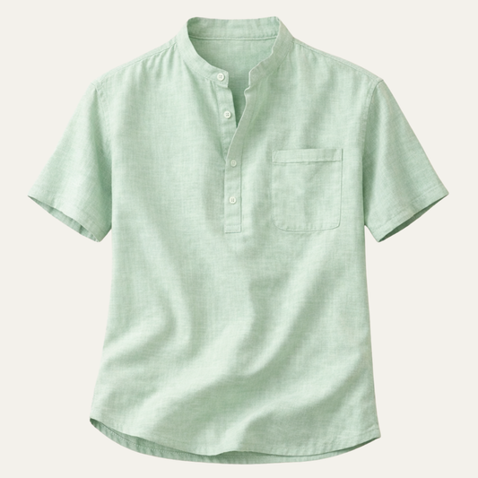 Men's Classic Linen Henley Shirt - Fashinoza