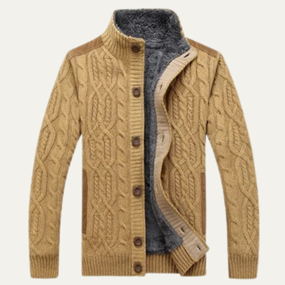 Maplewood Men's Wool Cardigan Fleece Lined - Fashinoza