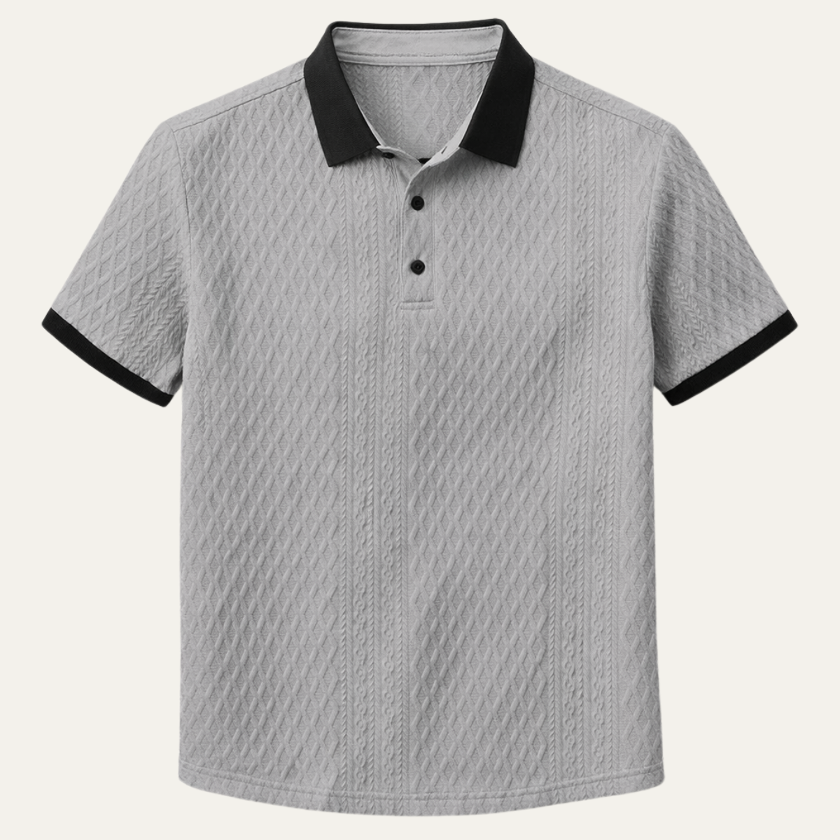 Men's Textured Polo Shirt Contrast Collar - Fashinoza