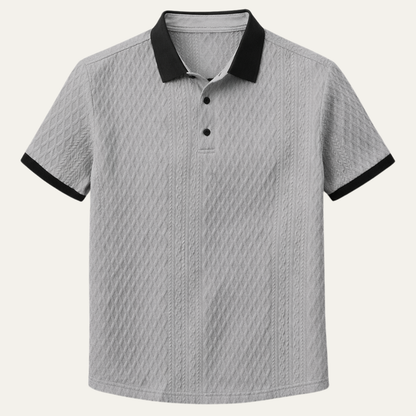 Men's Textured Polo Shirt Contrast Collar - Fashinoza