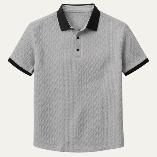 Men's Textured Polo Shirt Contrast Collar - Fashinoza