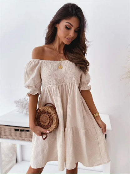 Women's One Shoulder Mini Dress Summer - Fashinoza