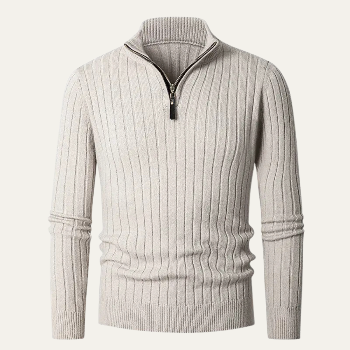 Men's Knitted Ribbed Sweater Half Zip Navy