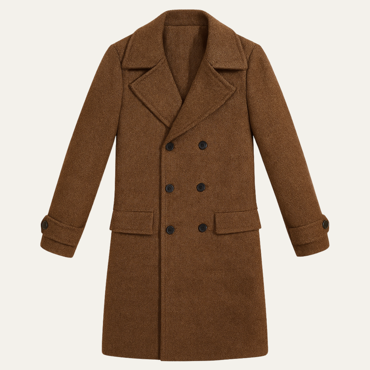Men's Wool Blend Double Breasted Trench Coat - Fashinoza