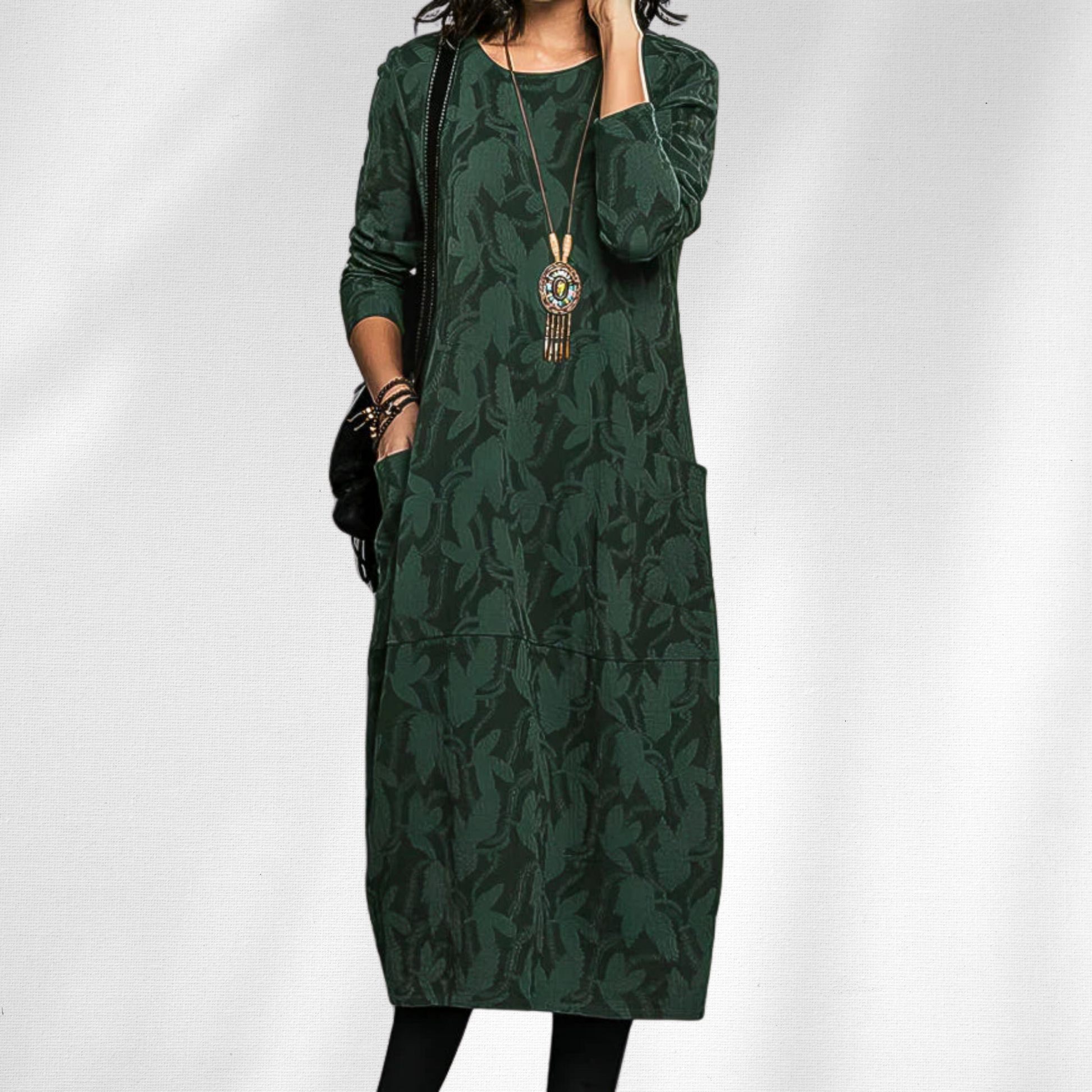Women's Long Sleeve Printed Winter Dress - Fashinoza