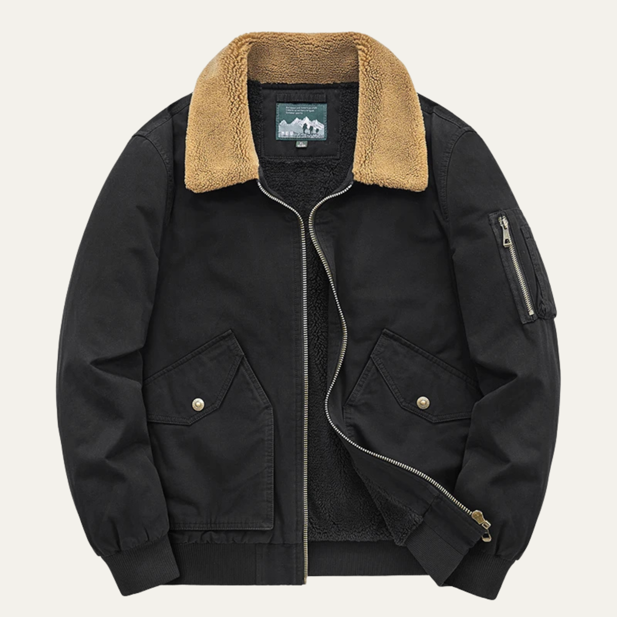 Men's Sherpa Lined Bomber Jacket - Fashinoza