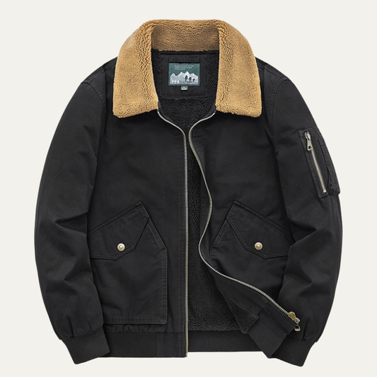 Men's Sherpa Lined Bomber Jacket - Fashinoza