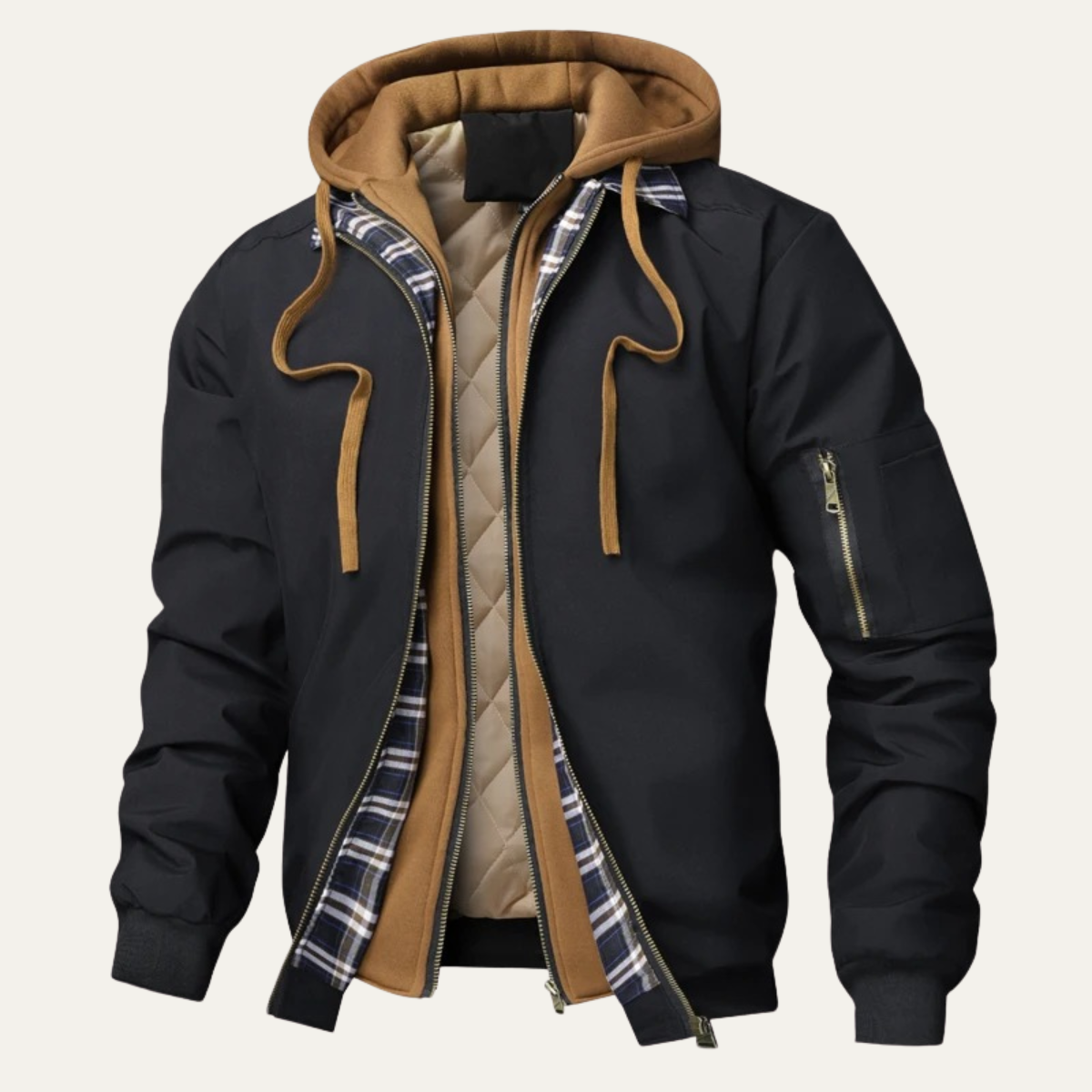 Men's Thick Fleece Bomber Hooded Jacket - Fashinoza