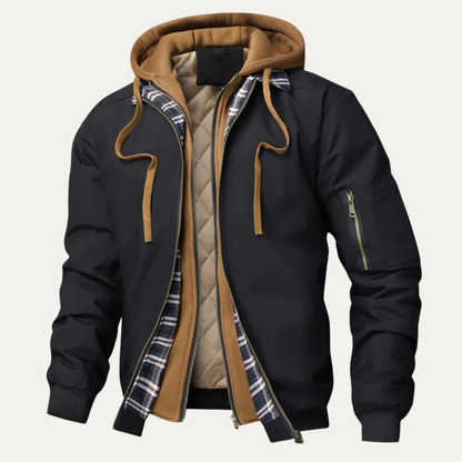 Men's Thick Fleece Bomber Hooded Jacket - Fashinoza