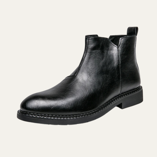 Men's Leather Ankle Boots Classic Red - Fashinoza