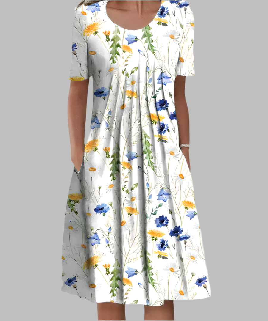 Women's Short Sleeve Floral Print Dress