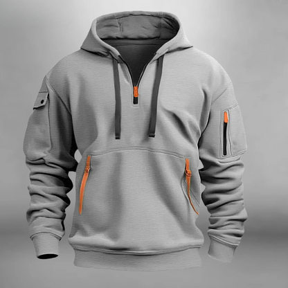 Men's Quarter Zip Multi Pocket Hoodie