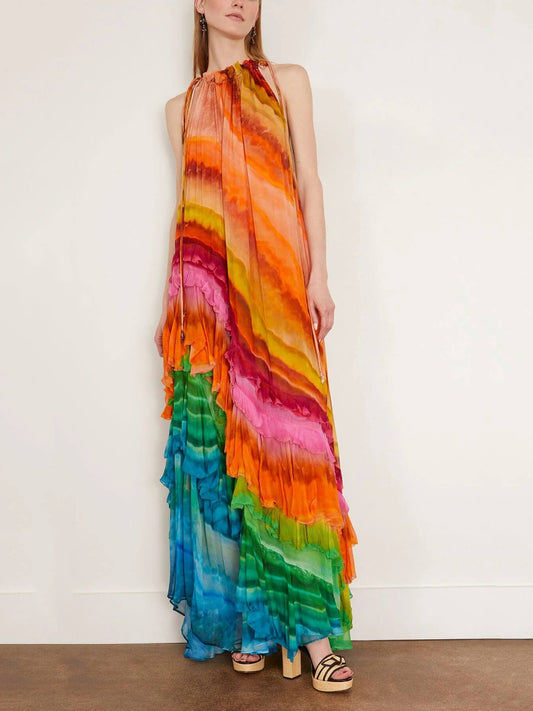 Women's Ruffle Maxi Dress - 
Fashinoza
