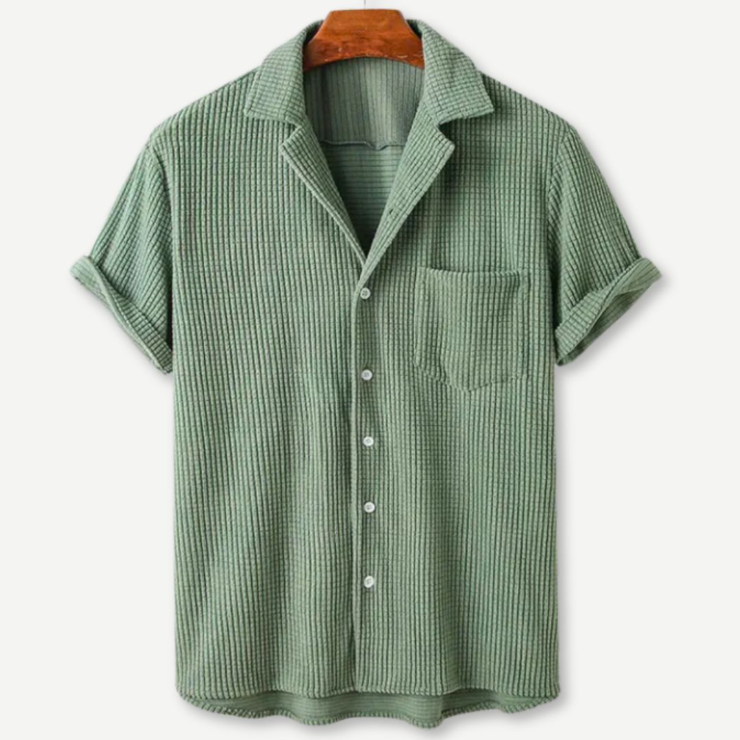 Relaxed Fit Waffle Knit Shirt - 
Fashinoza