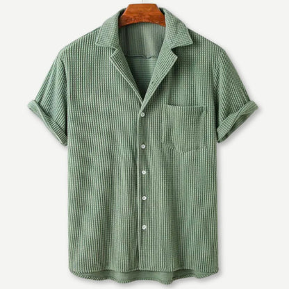 Relaxed Fit Waffle Knit Shirt - 
Fashinoza