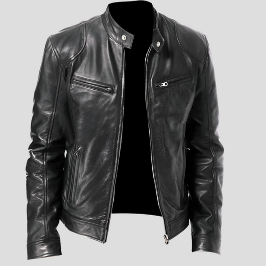 Men's Classic Leather Jacket - Fashinoza