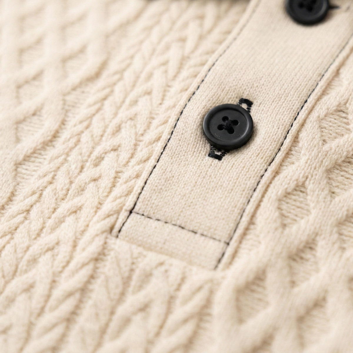 Men's Apricot Knitted Polo Shirt Rib Knit Details