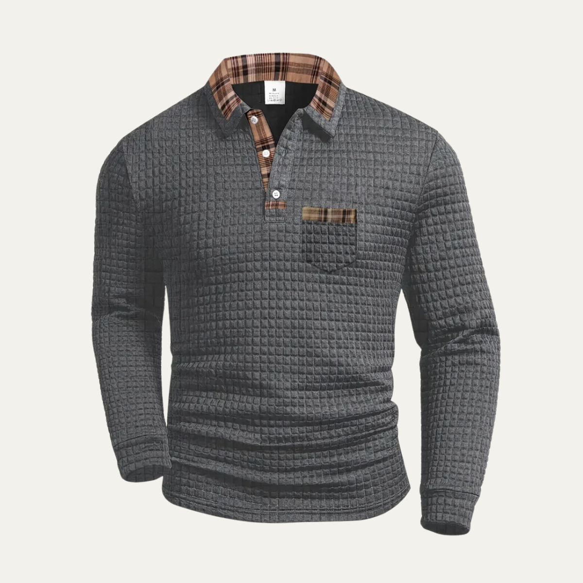 Men's Waffle Knit Polo Sweater - Fashinoza