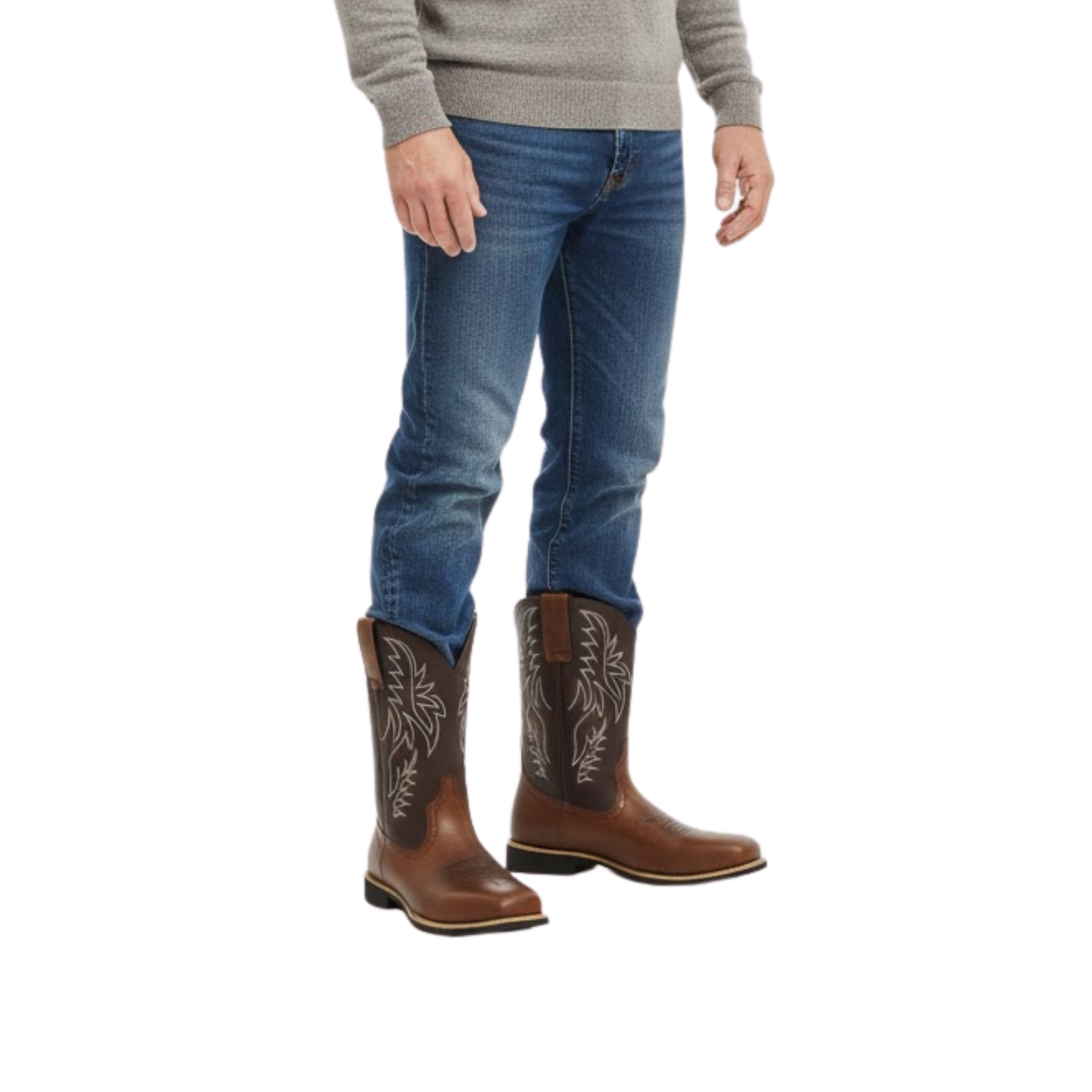Men's Western Cowboy Boots Fashion Embroidery Boots Square Head Male Boots