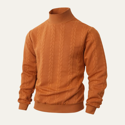 Men's Cable Knit Turtleneck Sweater Ribbed Warm - Fashinoza