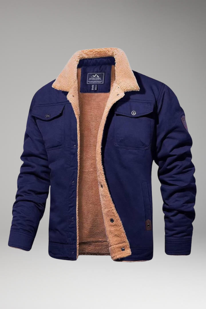 Men's Sherpa Jacket Button Closure - 
Fashinoza