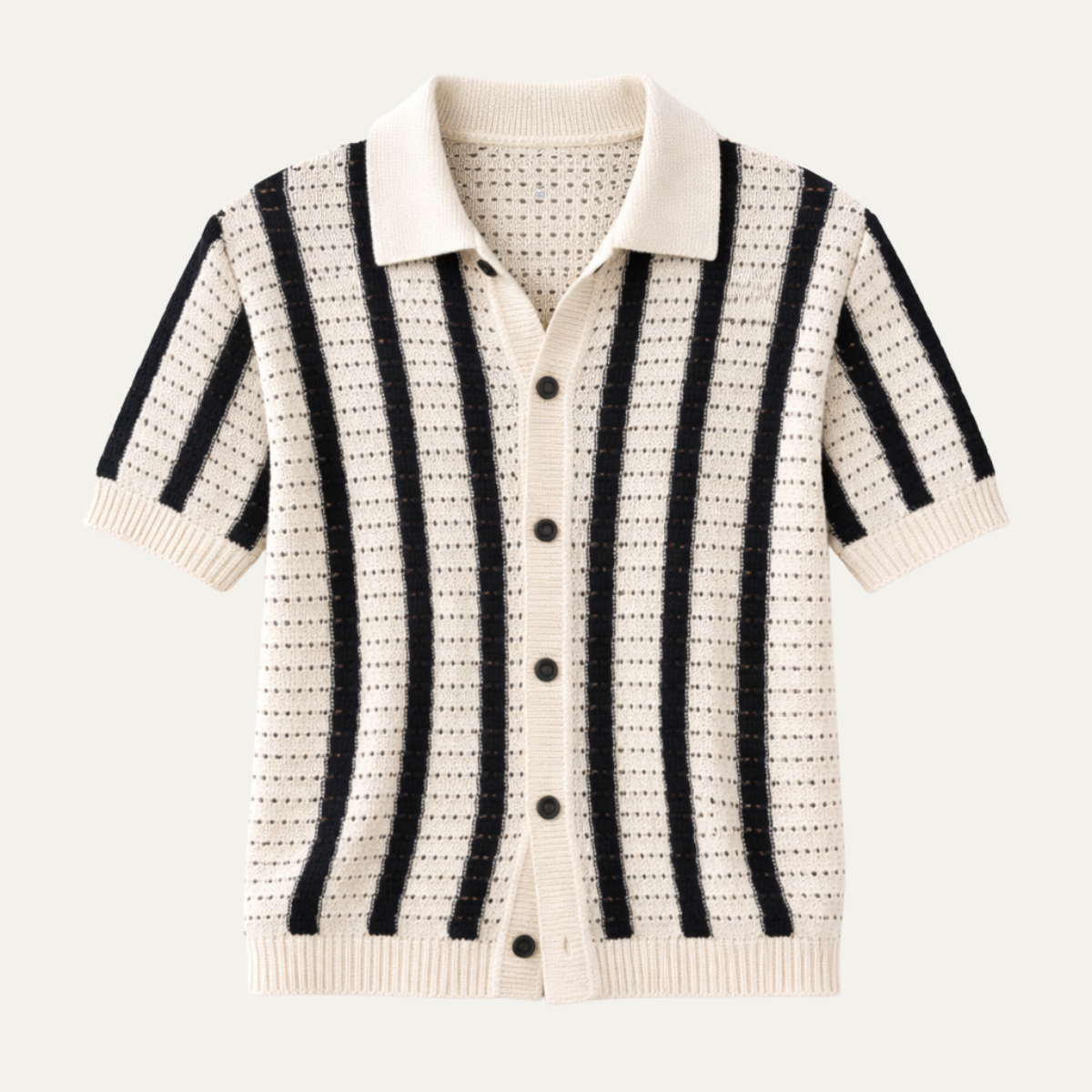 Bristol Men's Knitted Polo Shirt Breathable Striped - Fashinoza