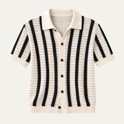 Bristol Men's Knitted Polo Shirt Breathable Striped - Fashinoza