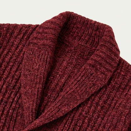 Men's Chunky Knit Cardigan Shawl Collar