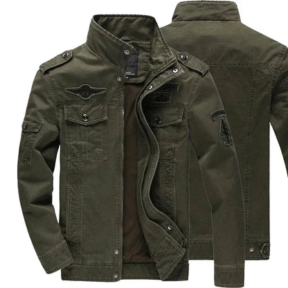 Men's Military Jacket Rugged Cotton Tan - Fashinoza