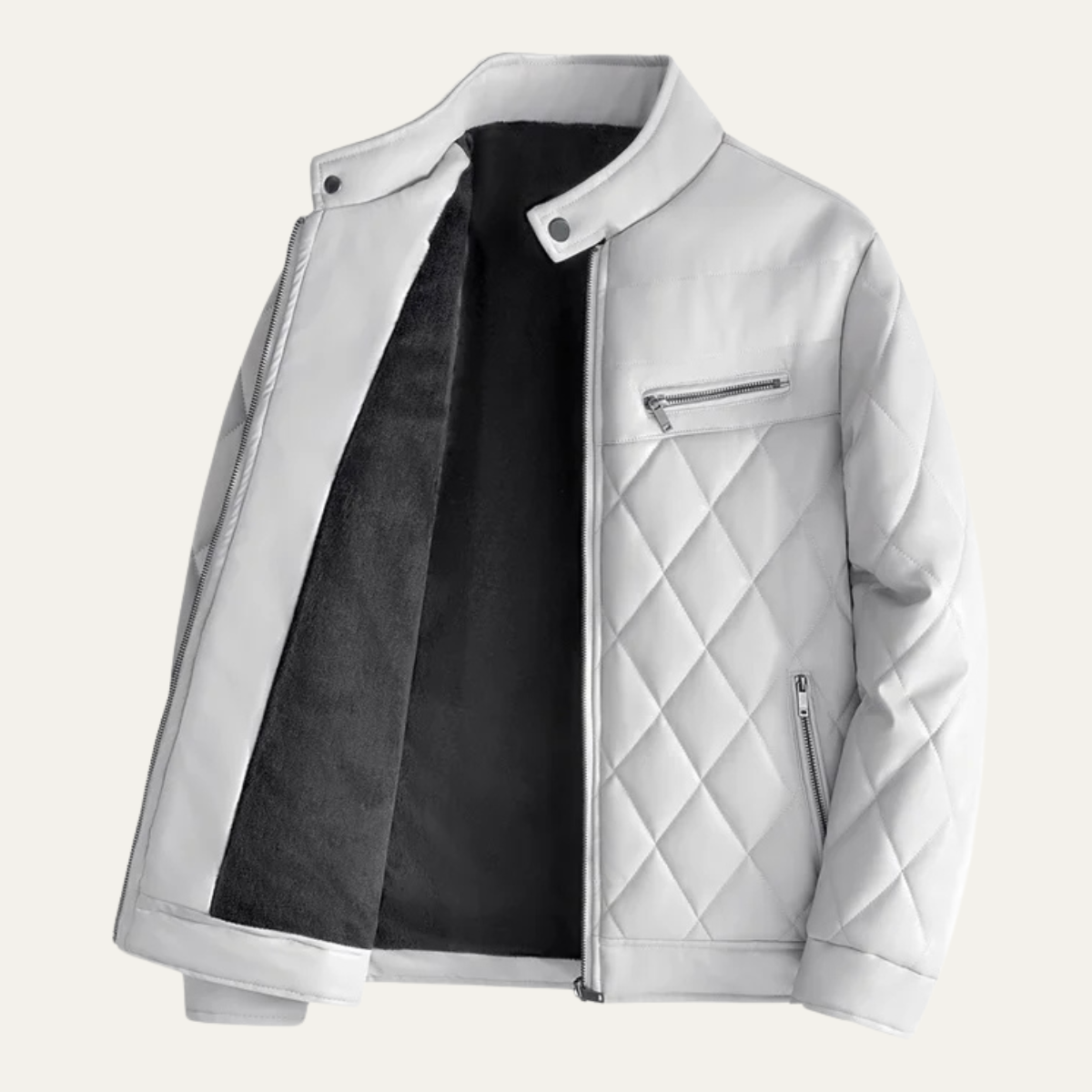 Hampton Men's Leather Biker Jacket Quilted - Fashinoza