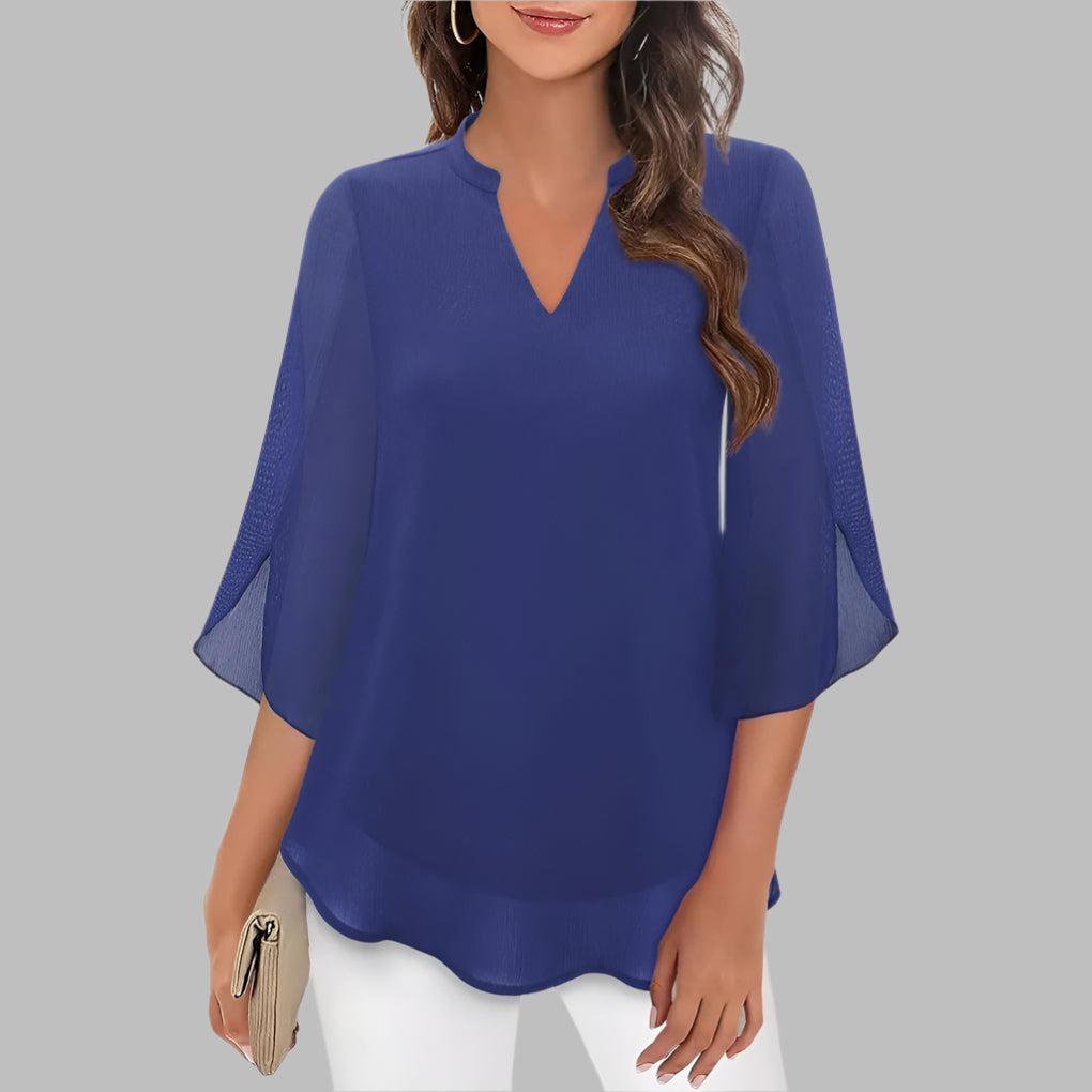 Women's V Neck Summer Petal Sleeves - Fashinoza