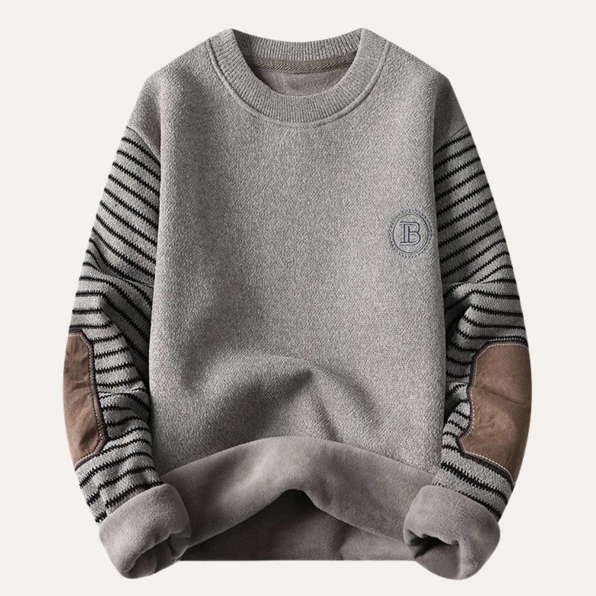 Whitlock Men's Fleece Sweater Striped Sleeves Winter - Fashinoza
