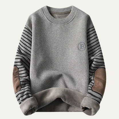 Whitlock Men's Fleece Sweater Striped Sleeves Winter - Fashinoza