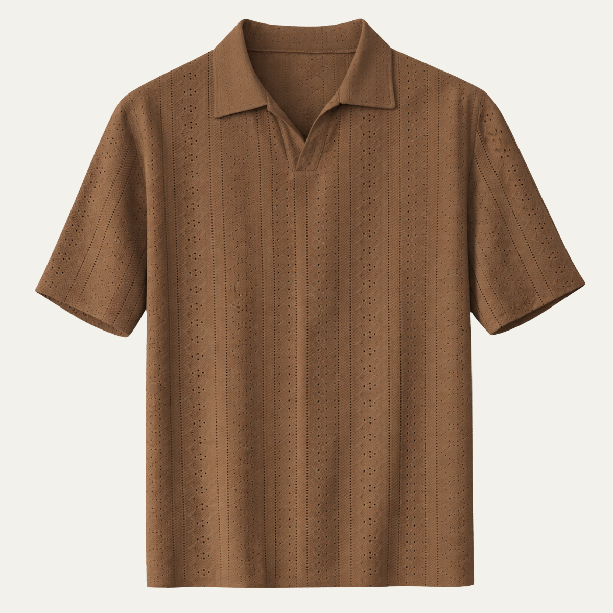 Men's Textured Knit Polo Shirt - Fashinoza