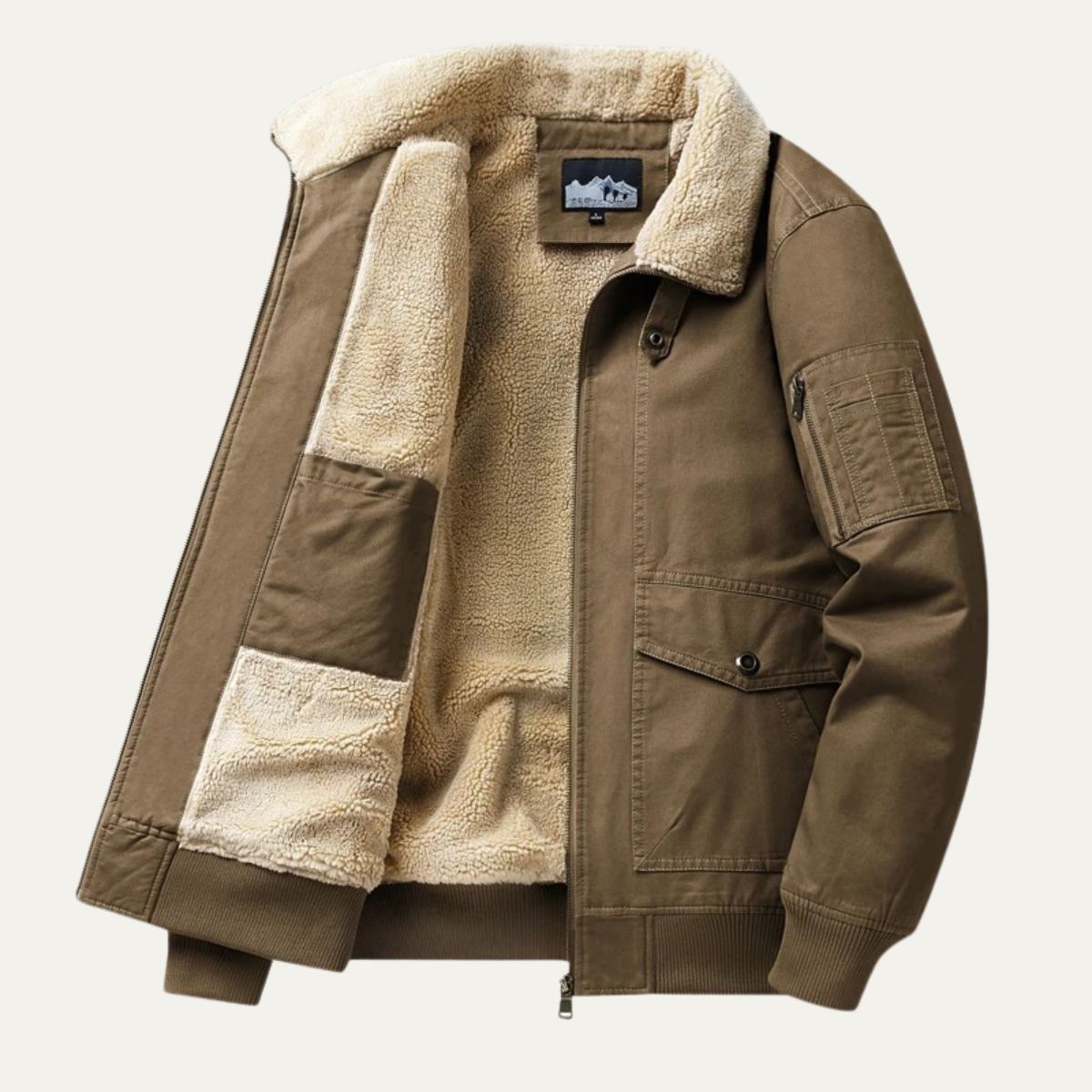 Men's Fleece Bomber Jacket Warm Winter - Fashinoza