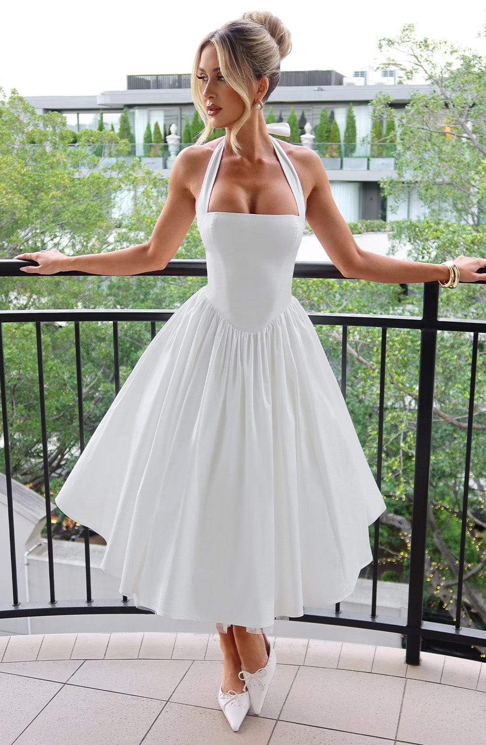 Women's Midi Dress Halter Neck Tulle Hemline