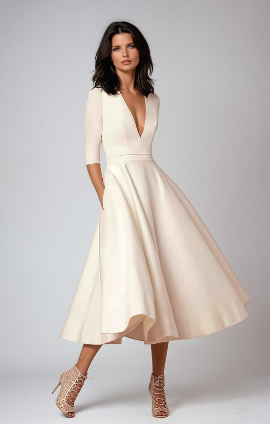 Jessica | Women Wedding Guest Flared Midi Dress